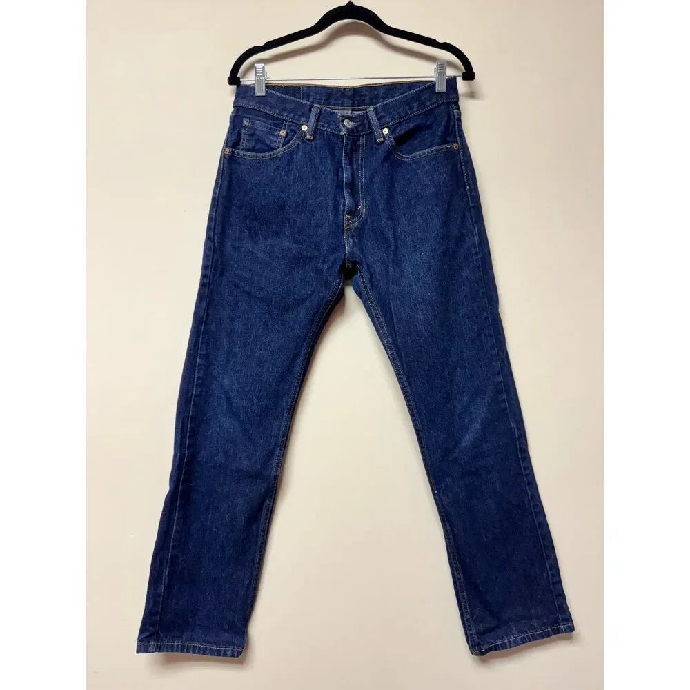 LEVI'S 505 Regular Fit Straight Leg Jeans, Dark Wash, Zip Fly, 29 x 30